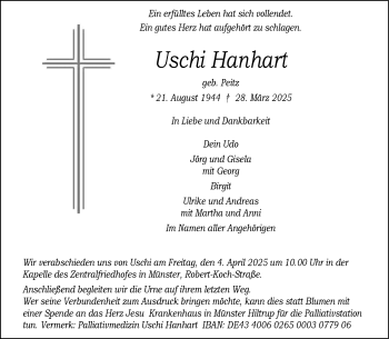 Anzeige von Uschi Hanhart 