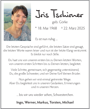 Anzeige von Iris Tschirner 