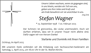 Anzeige von Stefan Wagner 