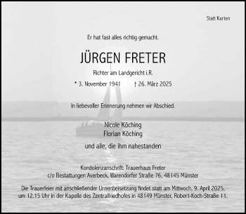 Anzeige von Jürgen Freter 