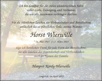 Anzeige von Horst Wierwille 