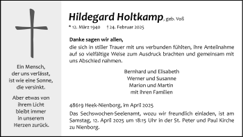 Anzeige von Hildegard Holtkamp 
