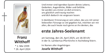 Anzeige von Franz Witthoff 