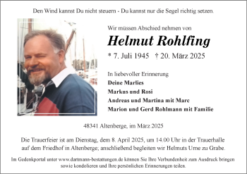 Anzeige von Helmut Rohlfing 