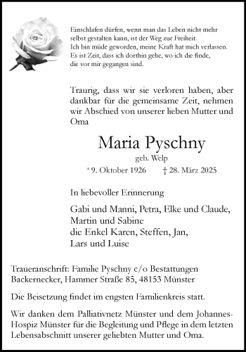 Anzeige von Maria Pyschny 