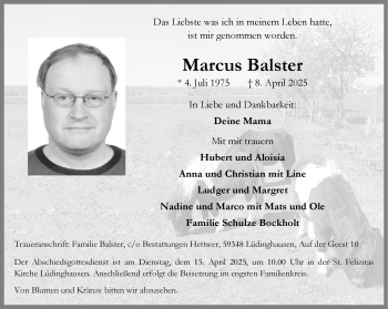 Anzeige von Marcus Balster 