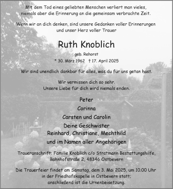 Anzeige von Ruth Knoblich 