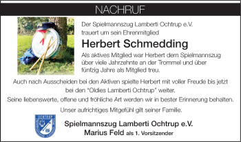 Anzeige von Herbert Schmedding 