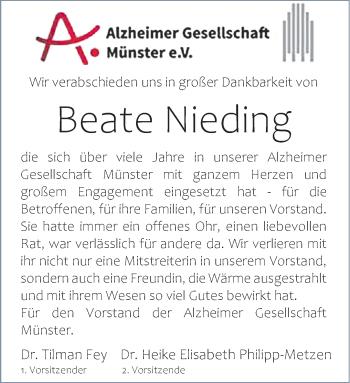 Anzeige von Beate Nieding 