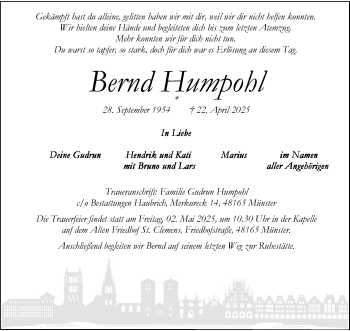 Anzeige von Bernd Humpohl 