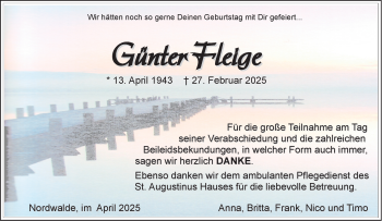 Anzeige von Günter Günter Fleige 