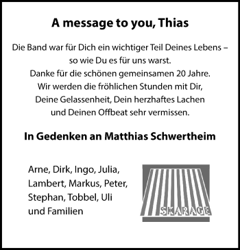 Anzeige von Matthias Schwertheim 