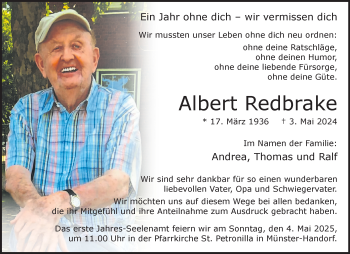 Anzeige von Albert Redbrake 