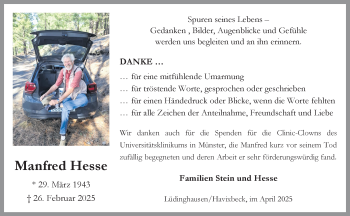 Anzeige von Manfred Hesse 