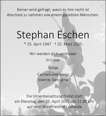 Anzeige von Stephan Eschen 