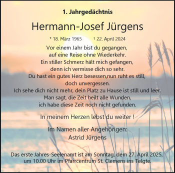 Anzeige von Hermann-Josef Jürgens 