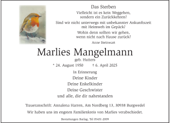 Anzeige von Marlies Mangelmann 
