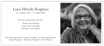 Anzeige von Luise Elfriede Burghaus 