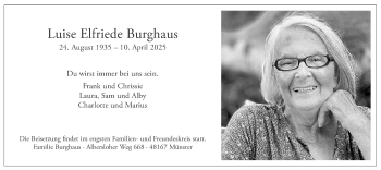 Anzeige von Luise Elfriede Burghaus 