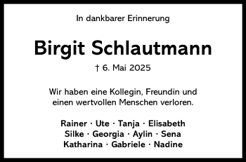 Anzeige von Birgit Schlautmann 