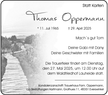 Anzeige von Thomas Oppermann 