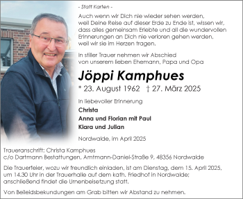 Anzeige von Jöppi Kamphues 