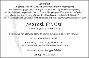 Anzeige von Marcel Frieler 