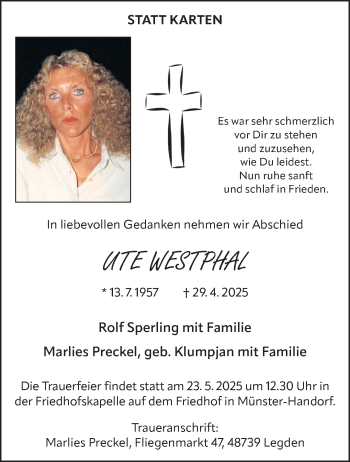 Anzeige von Ute Westphal 