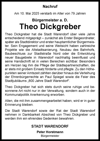 Anzeige von Theo Dickgreber 