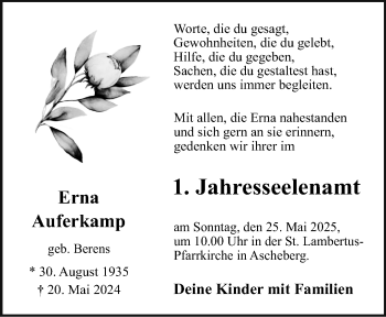 Anzeige von Erna Auferkamp 