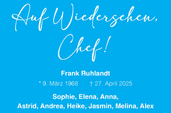 Anzeige von Frank Ruhlandt 