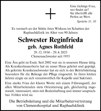 Anzeige von Agnes Rothfeld 