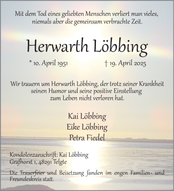 Anzeige von Herwarth Herwarth Löbbing 