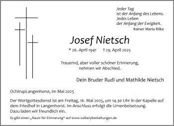 Anzeige von Josef Nietsch 