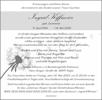 Anzeige von Ingrid Kiffmeier 
