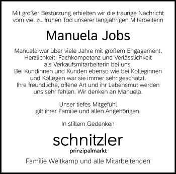 Anzeige von Manuela Jobs 