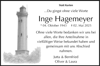 Anzeige von Inge Hagemeyer 