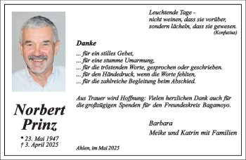 Anzeige von Norbert Prinz 