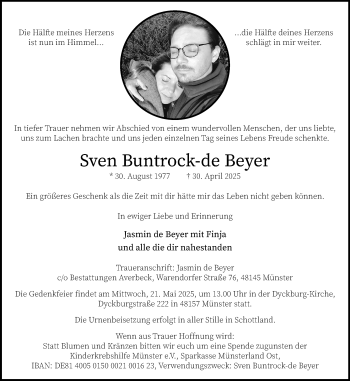 Anzeige von Sven Buntrock-de Beyer 