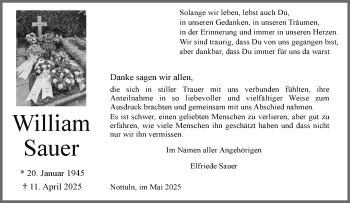 Anzeige von William Sauer 