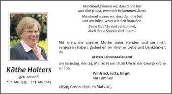 Anzeige von Käthe Holters 