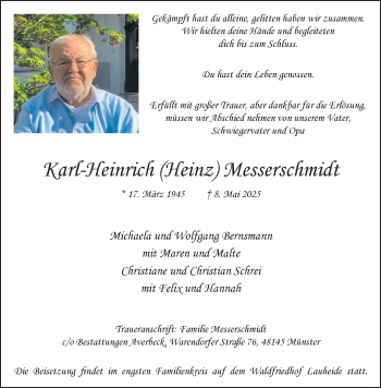 Anzeige von Karl-Heinrich Messerschmidt 