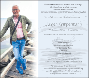 Anzeige von Jürgen Kempermann 