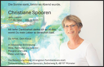 Anzeige von Christiane Spooren 