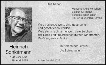 Anzeige von Heinrich Schlotmann 