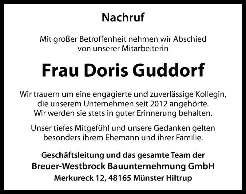  Traueranzeige für Doris Guddorf vom 17.05.2025 aus 
