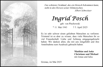 Anzeige von Ingrid Posch 