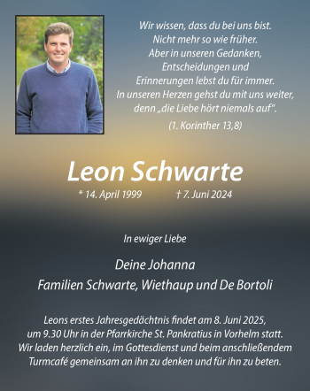 Anzeige von Leon Schwarte 
