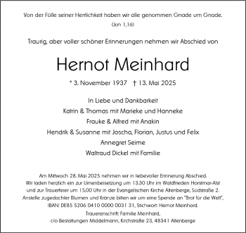 Anzeige von Hernot Meinhard 