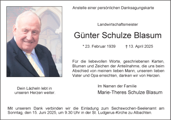 Anzeige von Günter Schulze Blasum 